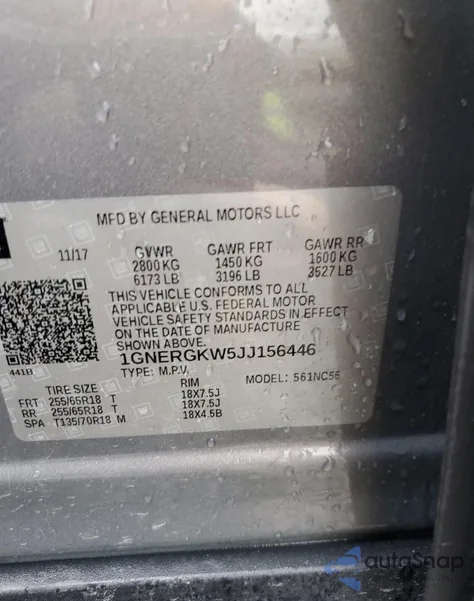 2018 Chevrolet Traverse Lt from USA, damaged, VIN 1GNERGKW5JJ156446